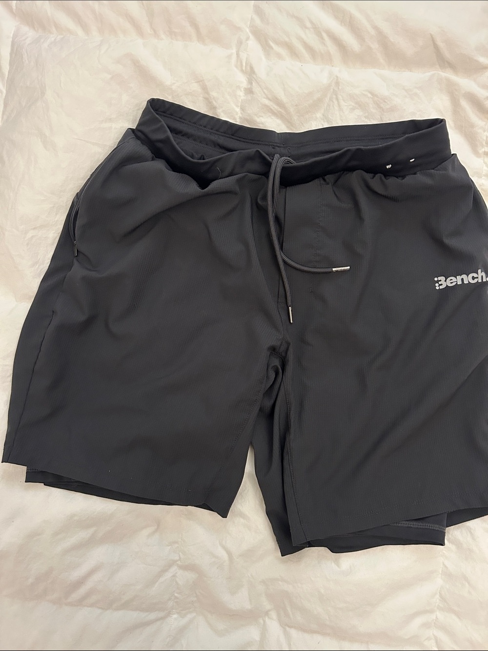 Bench Black Men's Compression Athletic Shorts with Drawstring and Logo